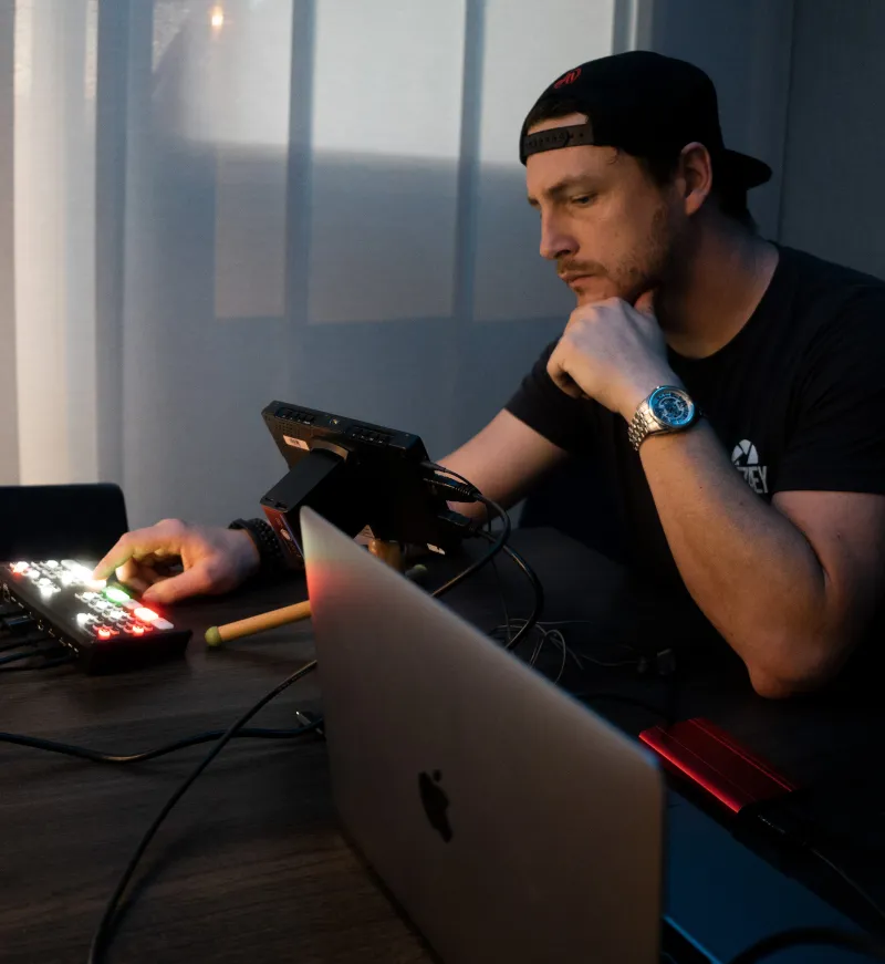Fitz running a podcast recording