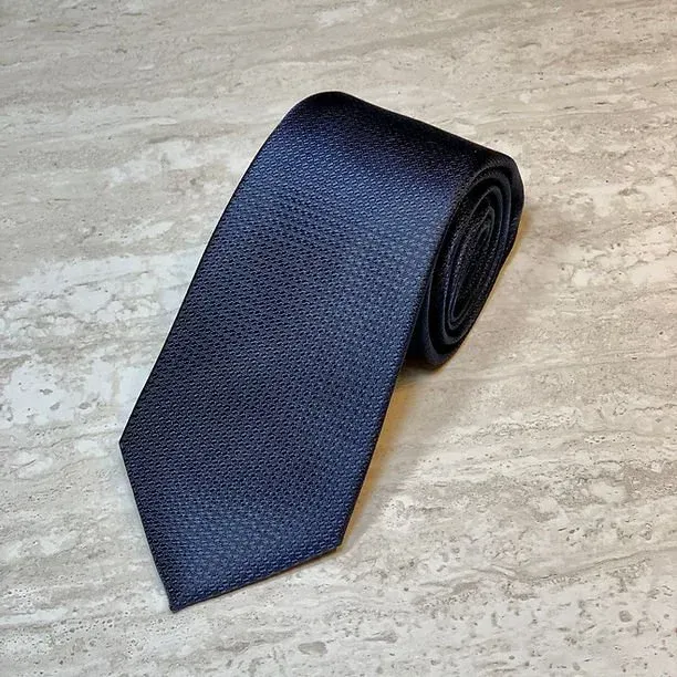 Luxury Textured Solid Tie - Navy