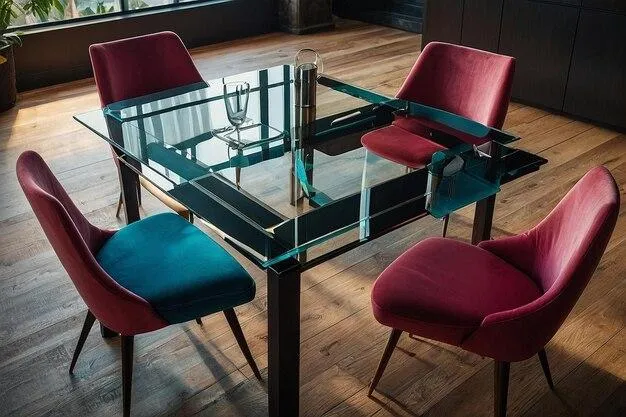 Sleek Glass Dining Table | Clear Glass with Stainless Steel Base