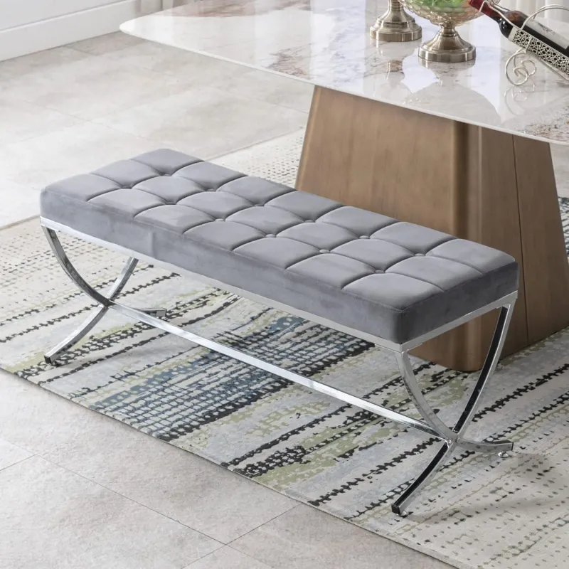 Luxurious Velvet Dining Bench | Deep Teal with Brass Legs