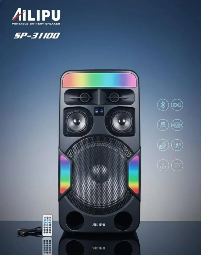 Ailipu SP-31100 Professional Portable Battery Speaker System with TWS and LED Light