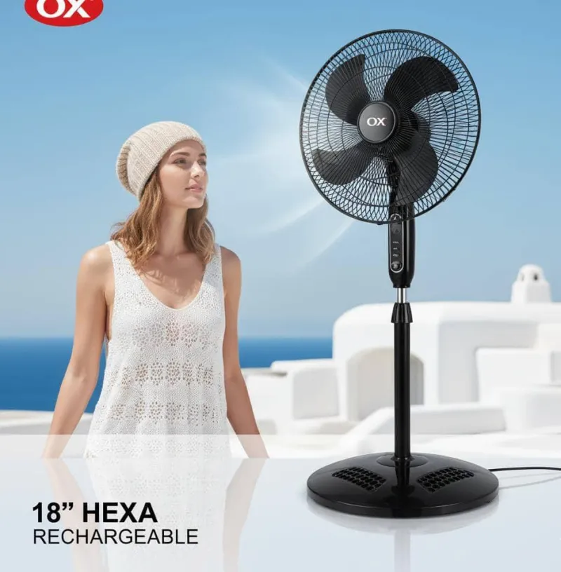 OX 18" Hexa Rechargeable Standing Fan