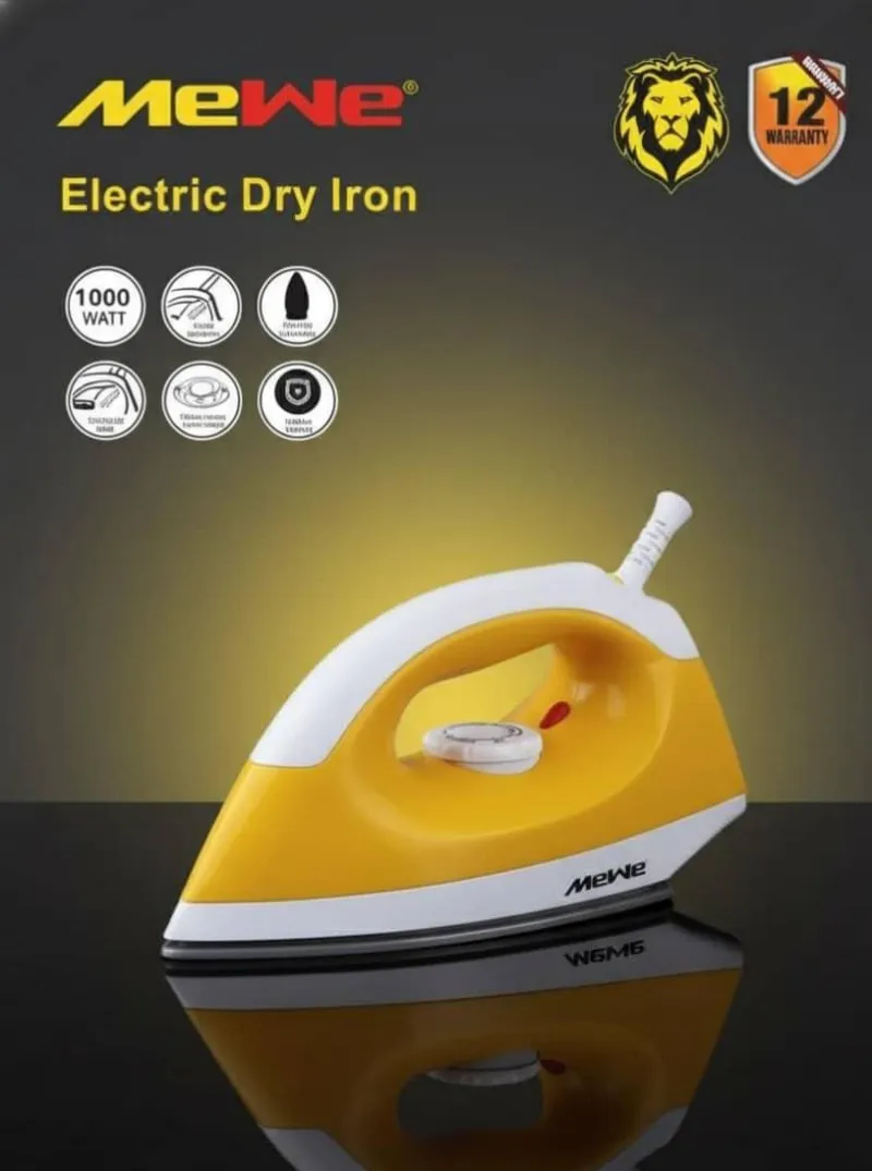 MeWe Electric Dry Iron (MWIR-DI02Y) - 1000 Watts