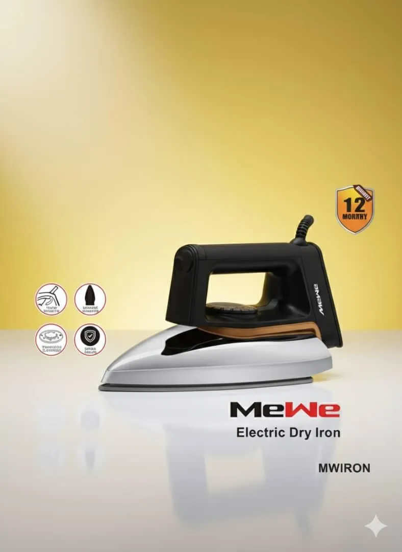 MeWe Electric Dry Iron with Non-Stick Soleplate