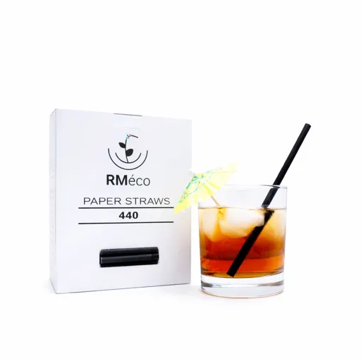 Pailles en papier cocktail noires  6 mm × 5.9”-440 unités