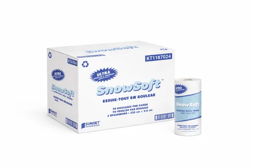 Essuie-tout SnowSoft 70 feuilles 2 plis 24 rouleaux 