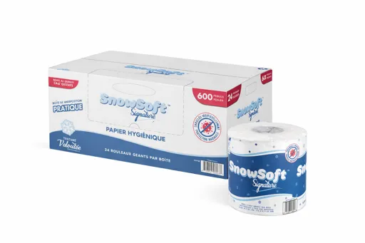 Papier hygiénique SnowSoft Signature - 600 feuilles, 2 plis, 24 rouleaux Papier hygiénique Cascades Pro Select - 96 rouleaux