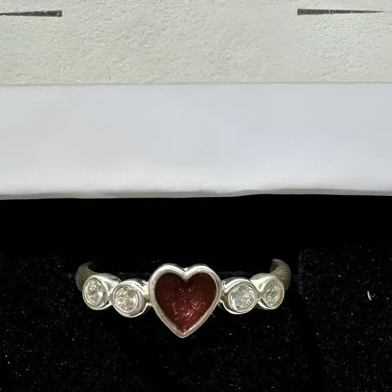 Love Heart, Sterling Silver Memorial Ring with Cubic Zirconia