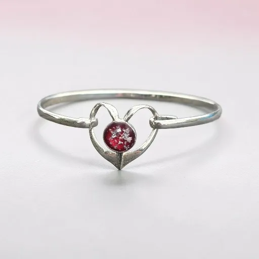 Sterling Silver Heart Tension Bangle 