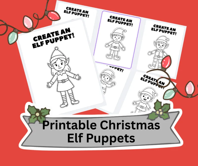 Printable Elf Puppet Craft for Kids – Christmas Elf Paper Puppets 
