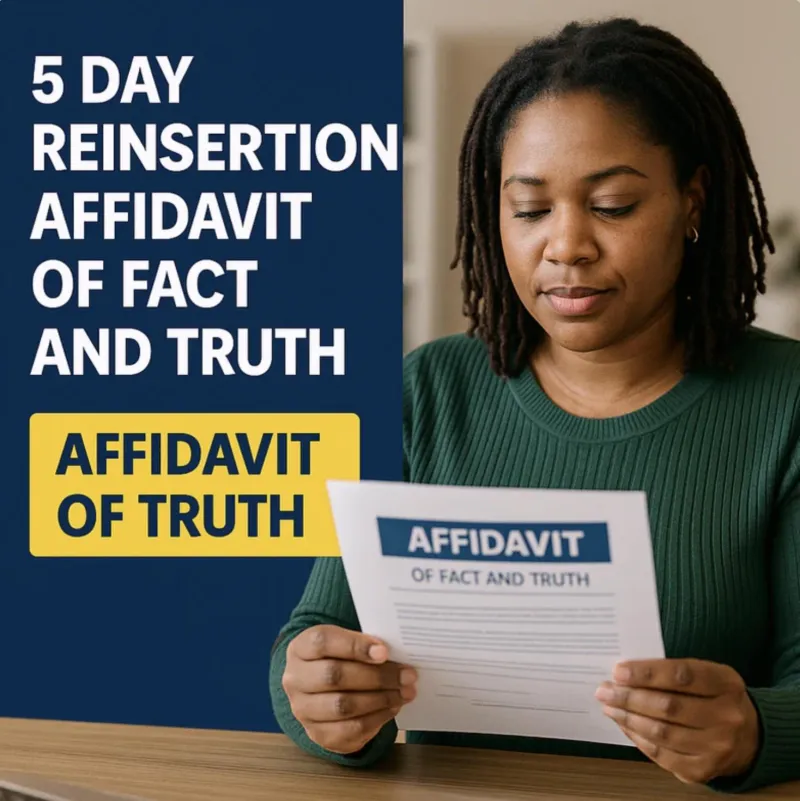 5 Day Reinsertion Affidavit of Fact and Truth