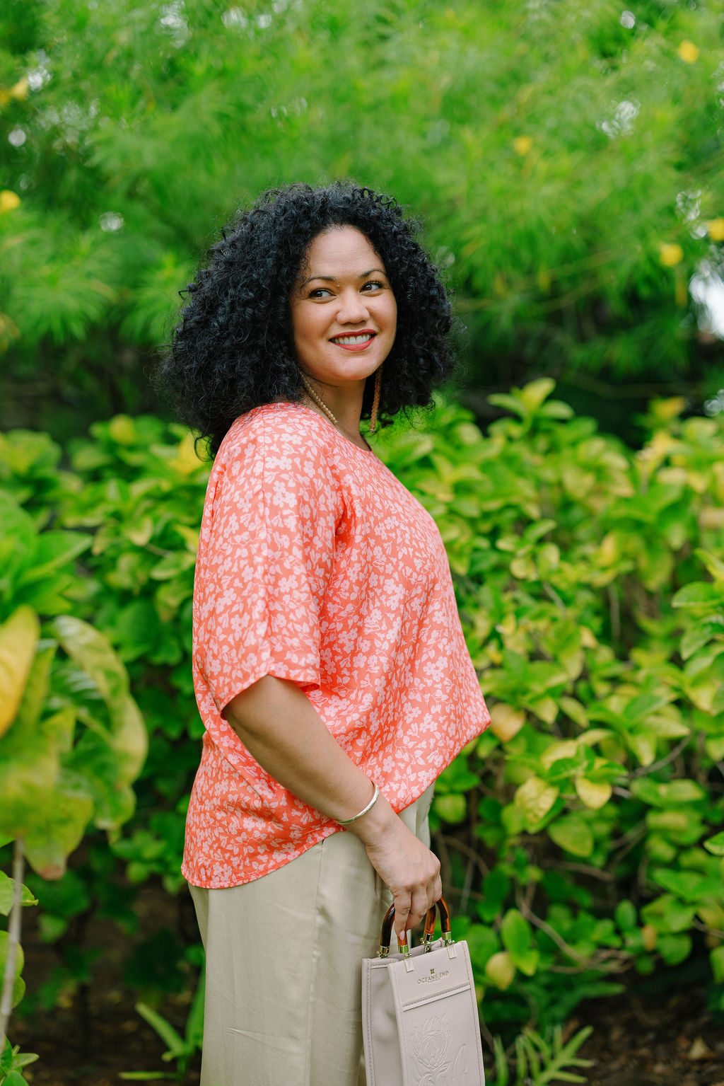 ‘SALE Auni Top - Coral Pakalana Garden