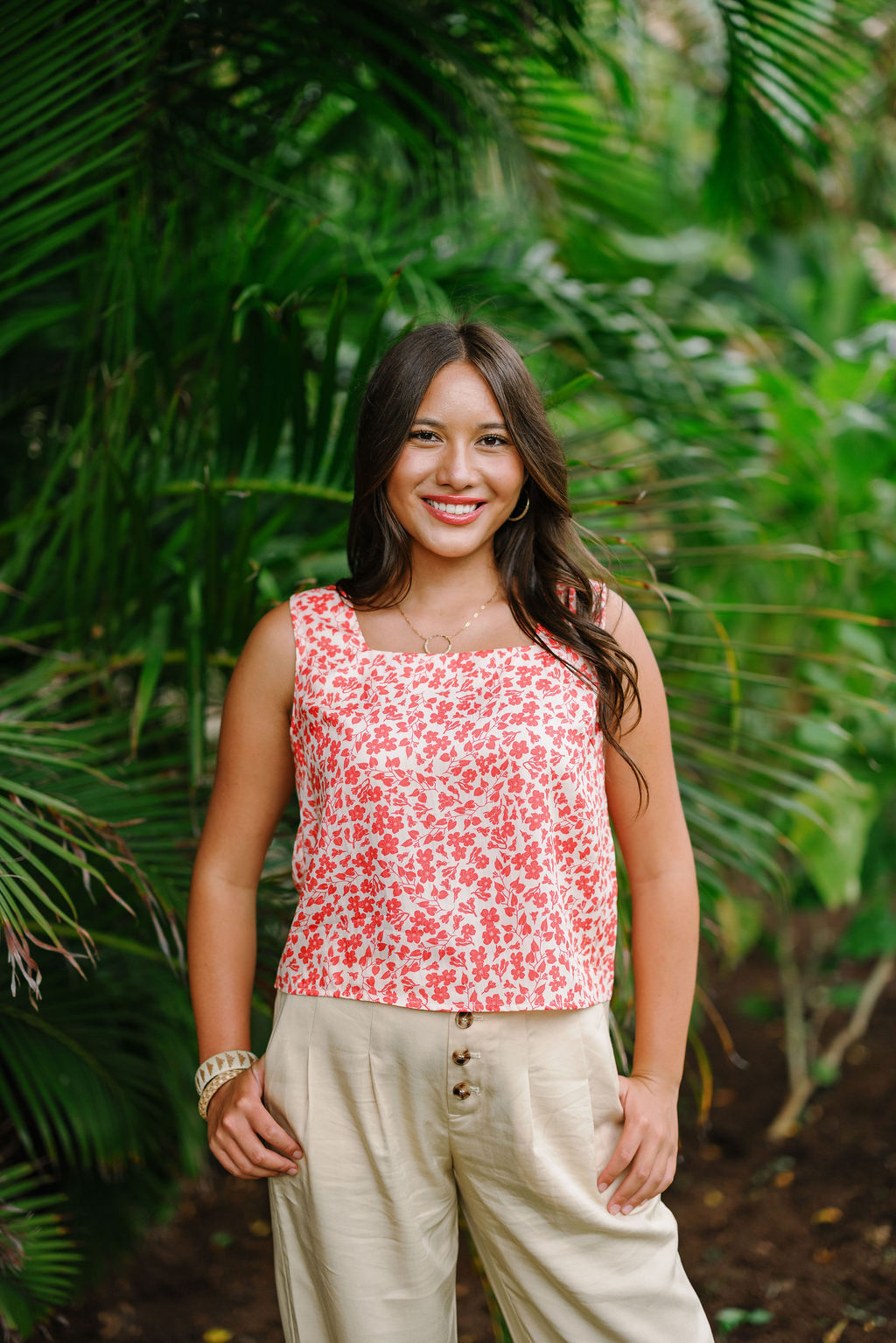 ‘SALE Jane Semi Crop - Pakalana Garden Pink