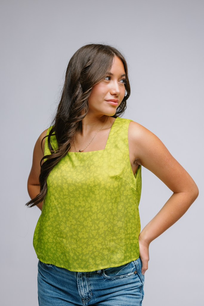 ‘SALE Jane Semi Crop - Pakalana Garden Chartreuse