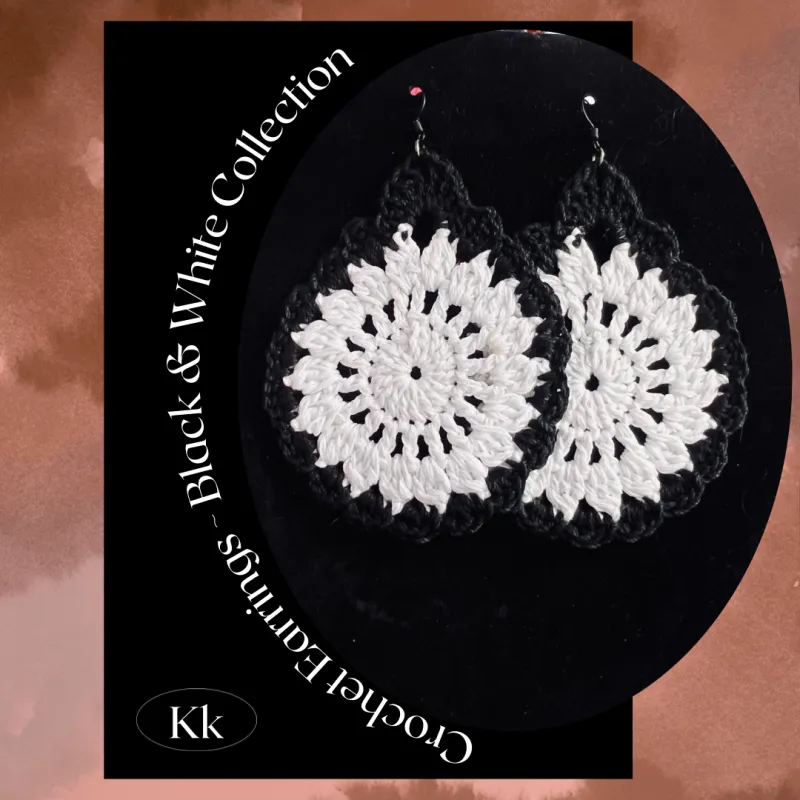 Crochet Earrings Black & White Collection