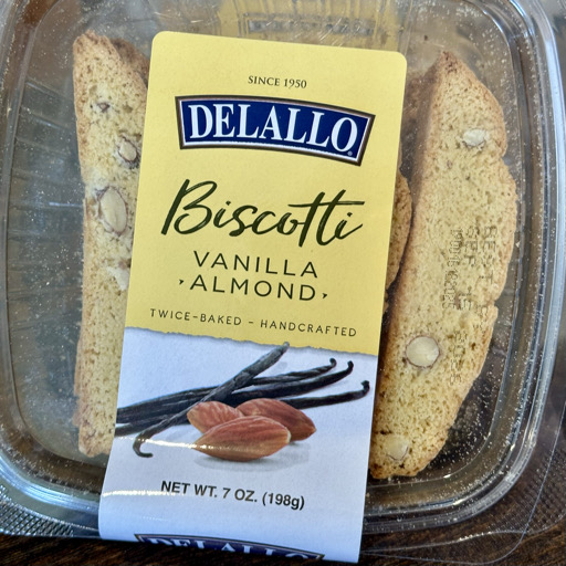delallo Vanilla Almond Biscotti, Authentic Italian Recipe, Twice Baked Cookies Non-GMO