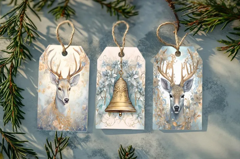 Light Blue Christmas Gift Tags Template