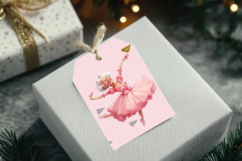 Funny Old Ballerina Ladies Gift Tag Template