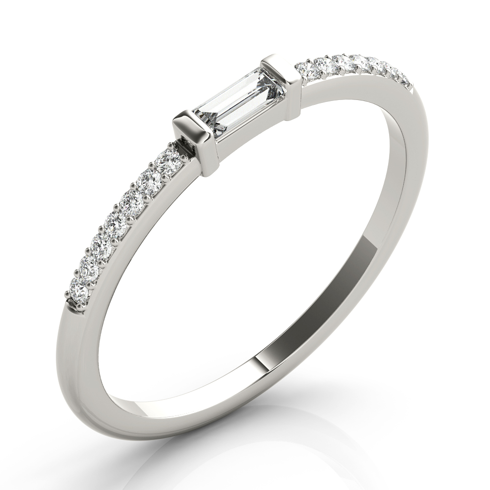 Lab Grown Diamond Band Ring with Center Bar 14k Gold Stackable