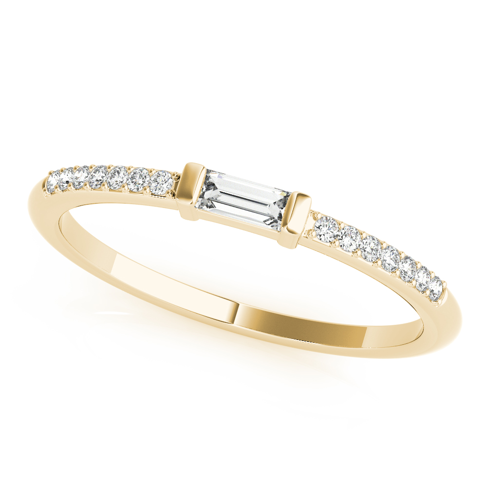 Lab Grown Diamond Band Ring with Center Bar 14k Gold Stackable
