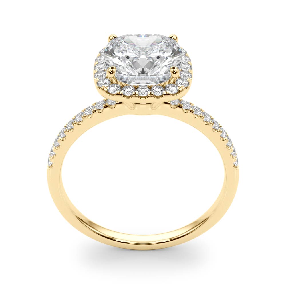  2 Carat Center Lab Diamond Cushion Halo Engagement Ring Side Stones 14k Gold