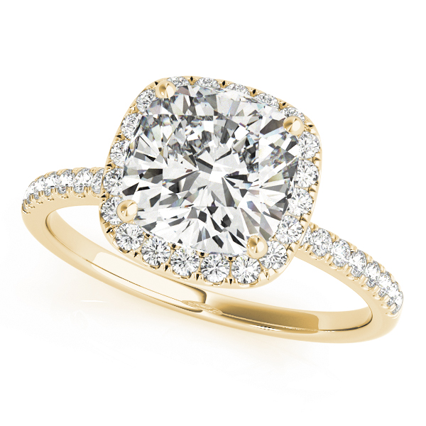  2 Carat Center Lab Diamond Cushion Halo Engagement Ring Side Stones 14k Gold