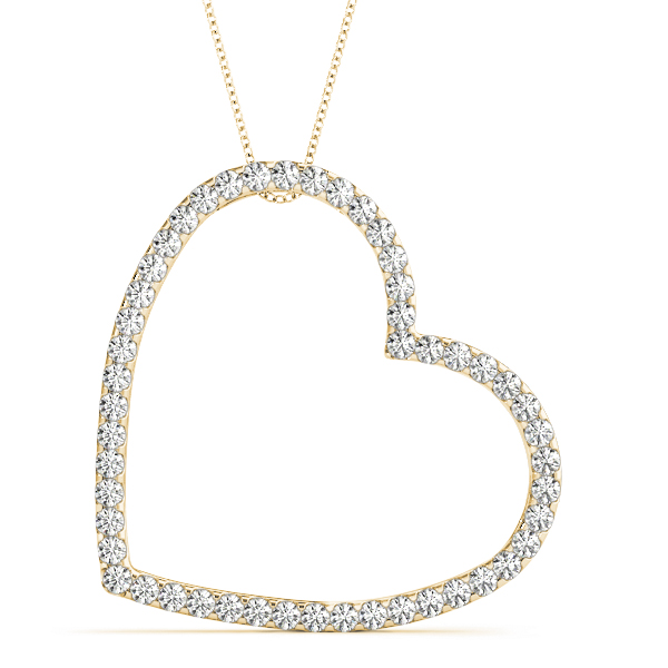 Lab Diamond Sideways Heart Pendant Necklace 14k Gold