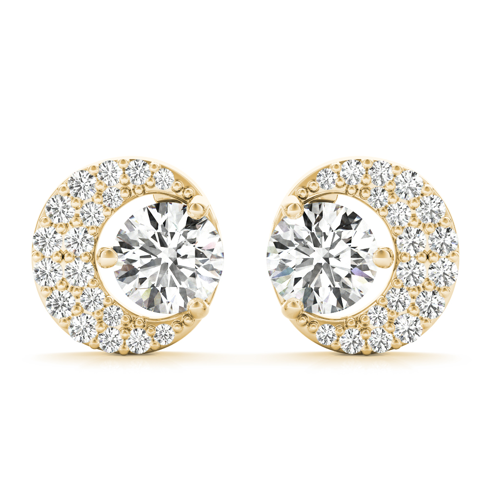 2.50 CTW Carat Lab Diamond Round Half Moon Stud Earrings 14k Gold 