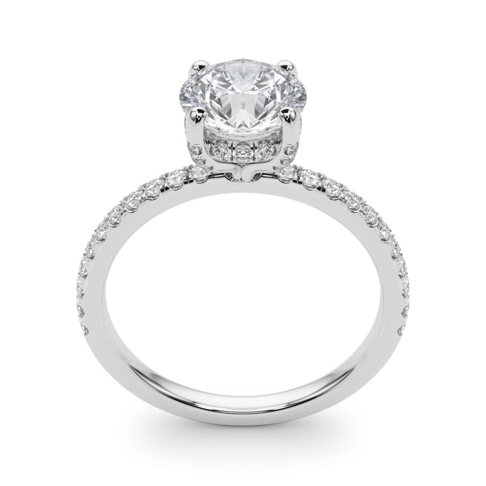 2 Carat Solitaire Hidden Halo Engagement Ring Side Stones  14k Gold 