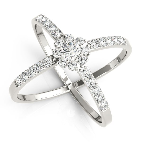 Criss Cross Center Stone Lab Diamond Halo Ring Side Stones 14k Gold