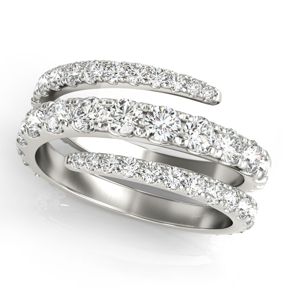Lab Diamond Swirl RIng Multirow Fashion Ring 14k Gold