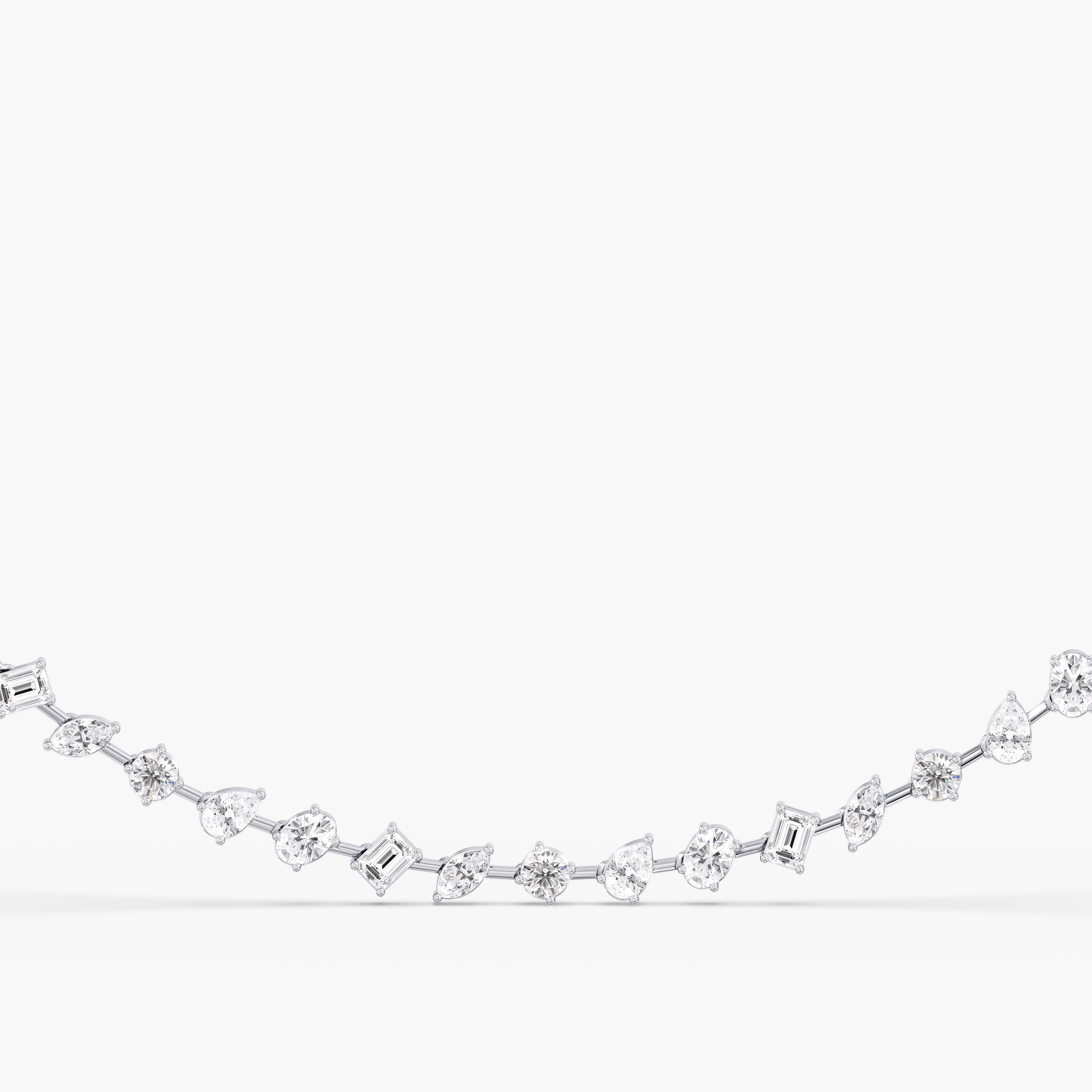 Lab Diamond Multi Shape Stones 7 Carat Tennis Necklace 14k Gold 
