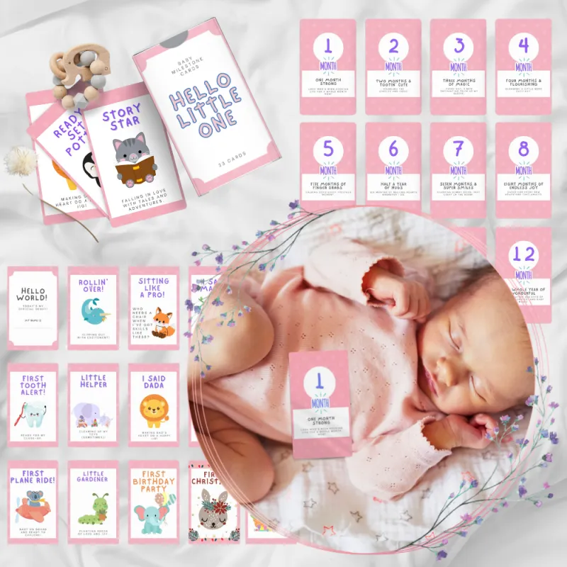 Pink Dots Baby's First Year Milestone Cards