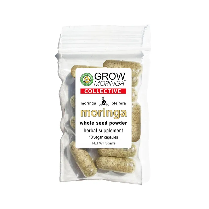10 baggies- 10ct. (5g) Moringa Whole Seed  Powder Supplements USDA (100ct. total)