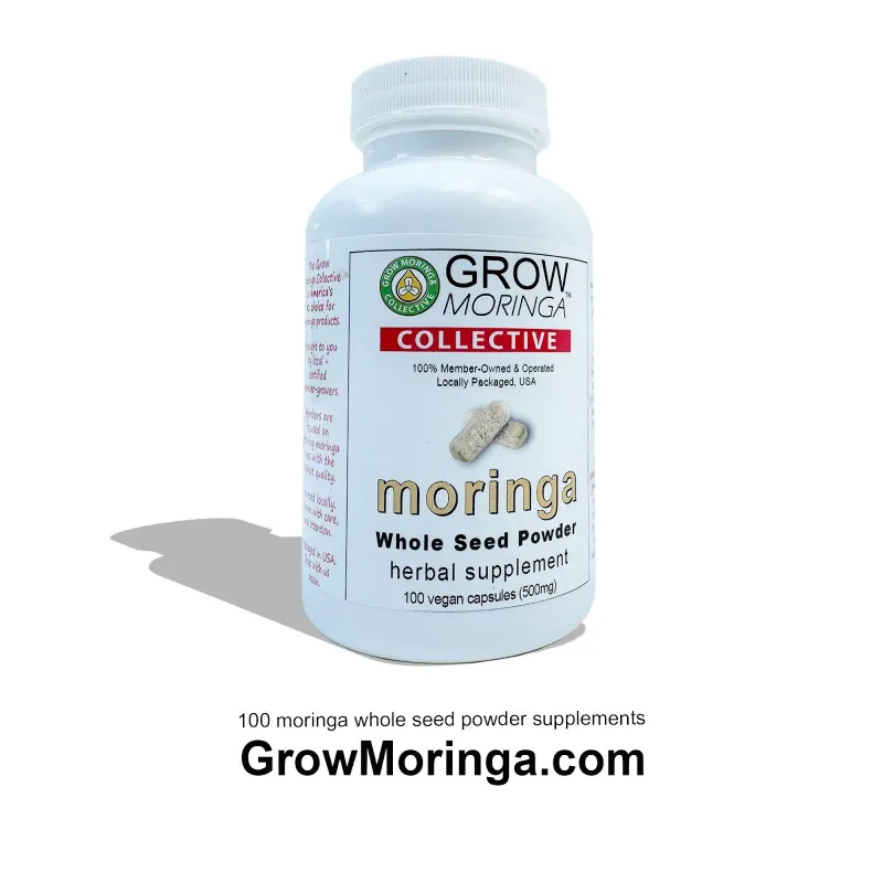 10 bottles- 100ct. (50g) Moringa Whole Seed Powder Supplements USDA (1,000ct. total)