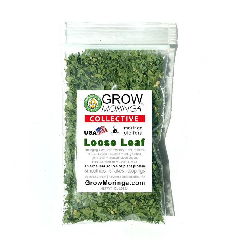 10 baggies- .5oz (10g) Moringa Loose Leaf  Organically Grown USA