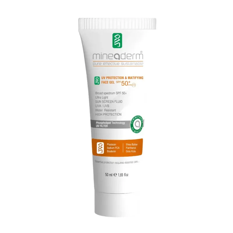 MINEADERM SUNSCREEN UV PROTECTION & MATIFYING FACE GEL SPF50+ 50ML