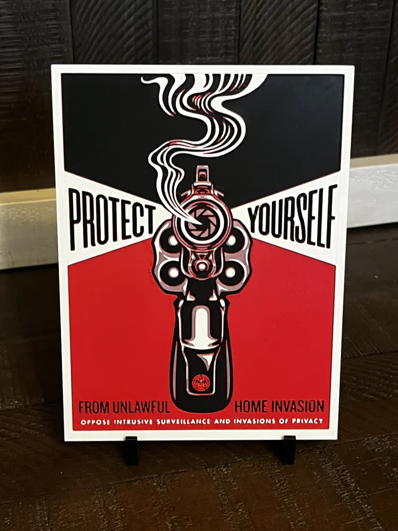 "Protect Yourself" Revolver 3D Printed Wall Art