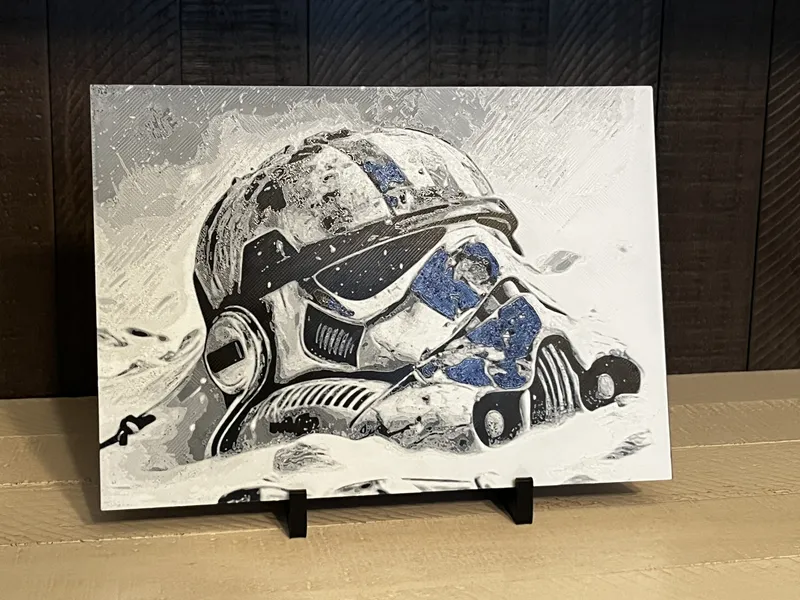 Stormtrooper Helmet Battle Worn 3D Printed Art – Blue