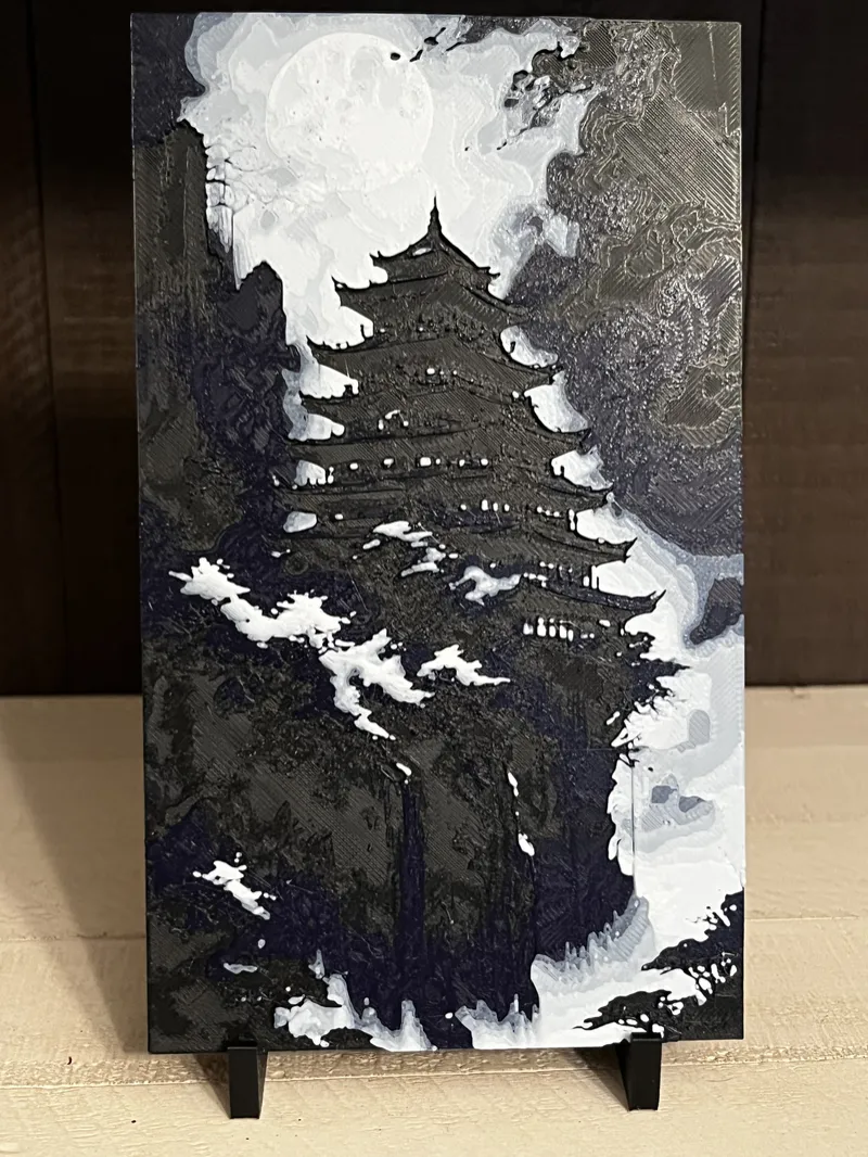Japanese Temple 3D Printed Art – Zen Wall Decor