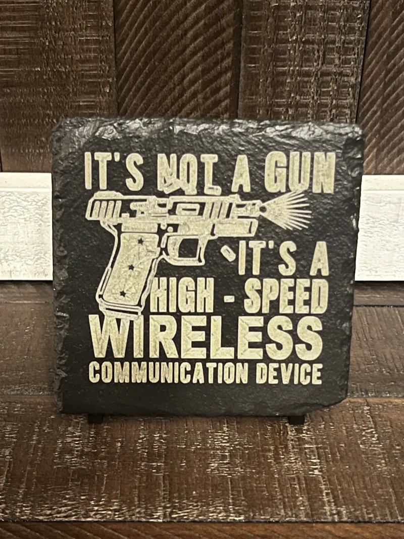 Wireless Communication Slate Coaster – Gun Collector Gift (Single or Set of 4)