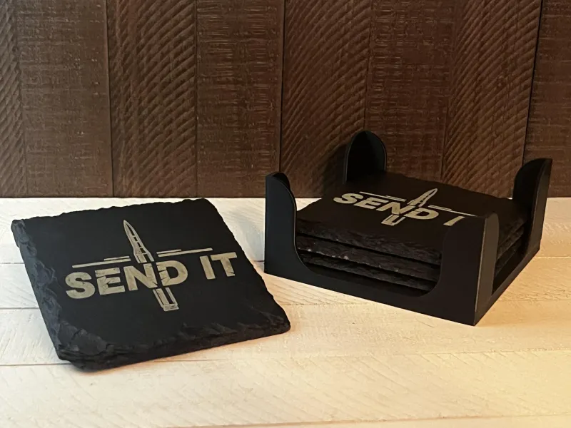 Send IT Gun Collector Slate Coaster Bourbon Whiskey