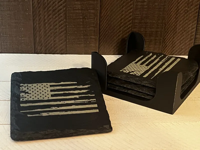 American Flag Slate Coaster – Gun Collector Gift (Single or Set of 4)