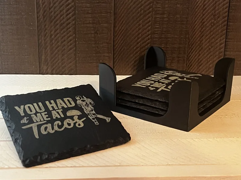 You Had Me at Tacos Slate Coaster – Gun Collector Gift (Single or Set of 4)