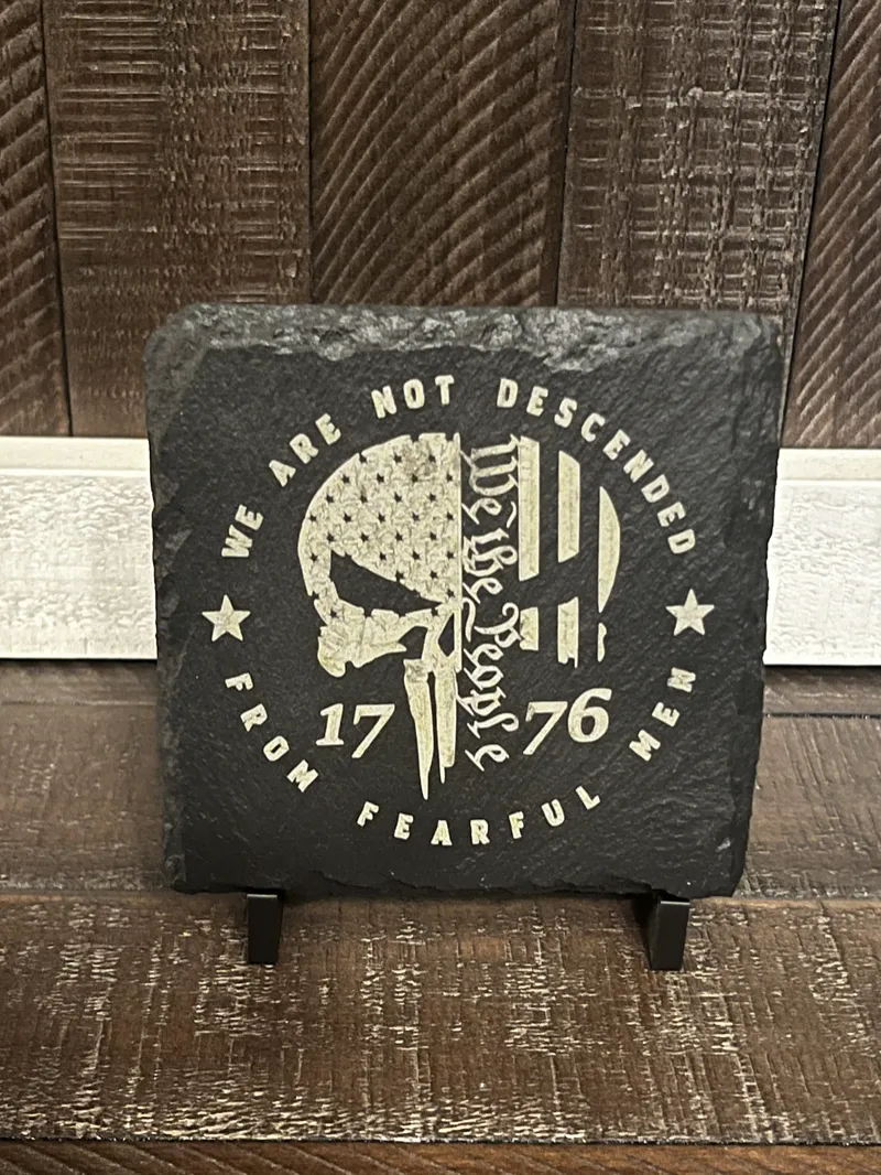 1776 Punisher Slate Coaster – Gun Collector Gift (Single or Set of 4)