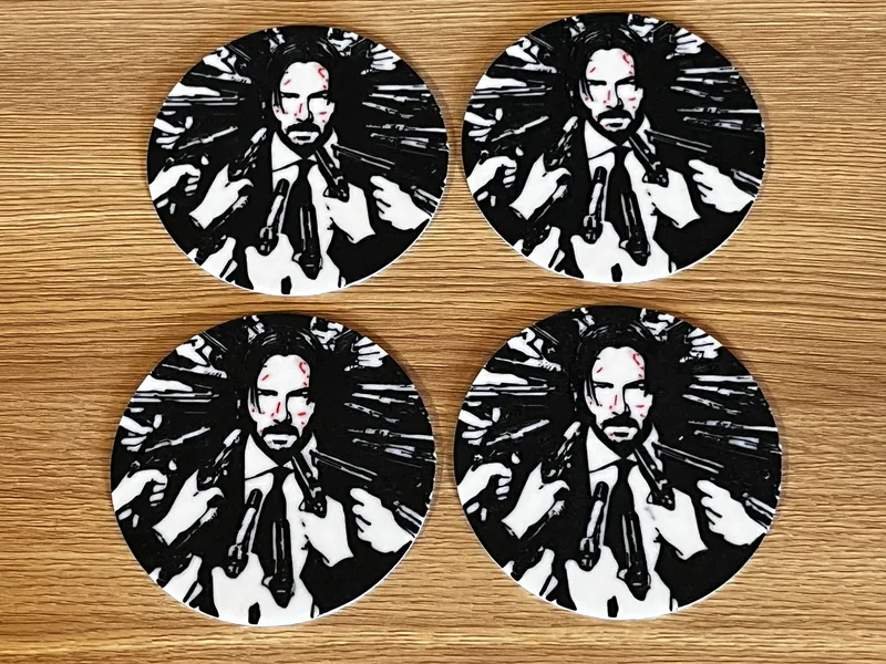 John Wick Guns Coaster Set of 4 with Holder – 3D Printed