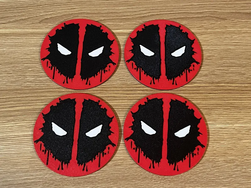 Deadpool Coaster Set of 4 with Holder – 3D Printed