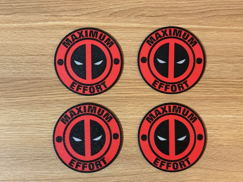 Deadpool Maximum Effort Coaster Set of 4 with Holder – 3D Printed