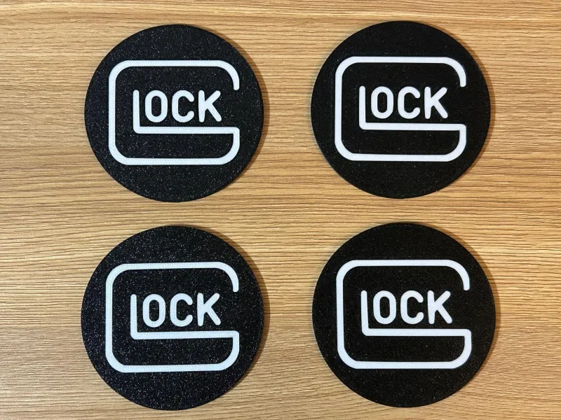 Glock Themed 3D Printed Coaster Set 4 Free Holder Tactical Gun Pistol Decor