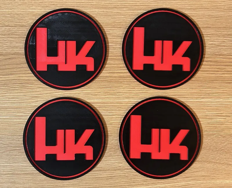 HK-Themed Coaster Set of 4 with Holder – 3D Printed